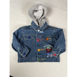 LeapFrog 2006 Denim Jacket Hoodie 12M Match Your Buttons Color Learning Vtg Y2K